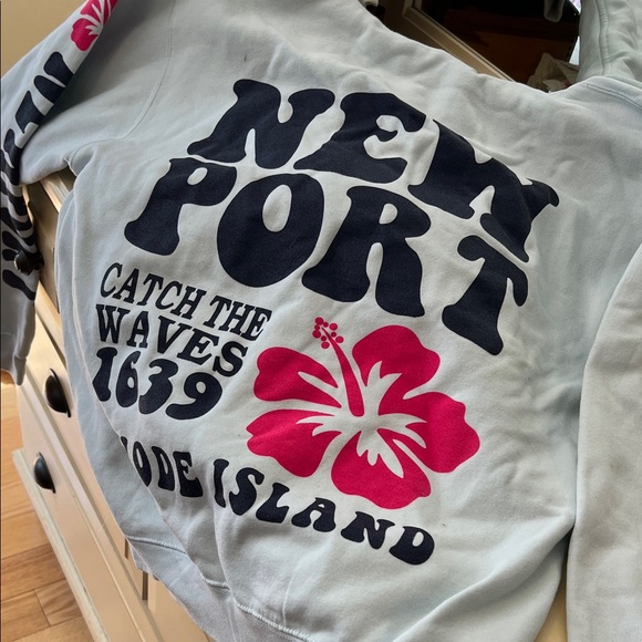 Newport Blue Hoodie with Pink Hibiscus - Picture 4 of 4